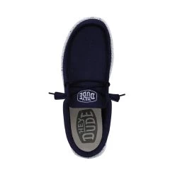 Wally Slub Canvas - Navy -Online Shoe Store 40009 410 WALLY SLUB CANVAS NAVY LEFT TOP