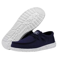 Wally Slub Canvas - Navy -Online Shoe Store 40009 410 WALLY SLUB CANVAS NAVY PAIR BOTTOM