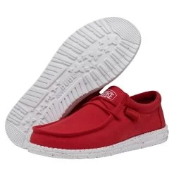 Wally Slub Canvas - Red -Online Shoe Store 40009 610 WALLYSLUBCANVAS RED PAIRBOTTOM