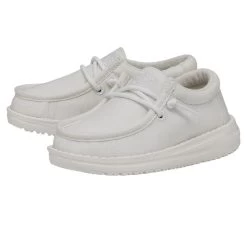 Wally Toddler Slub Canvas - White -Online Shoe Store 40029 100 WALLYTODDLERSLUBCANVAS WHITE PAIRSIDE