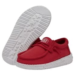 Wally Toddler Slub Canvas - Red -Online Shoe Store 40029 610 WALLYTODDLERSLUBCANVAS RED PAIRBOTTOM