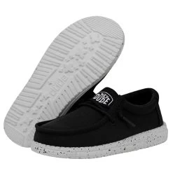 Wally Youth Slub Canvas - Black -Online Shoe Store 40044 001 WALLYYOUTHSLUBCANVAS BLACK PAIRBOTTOM