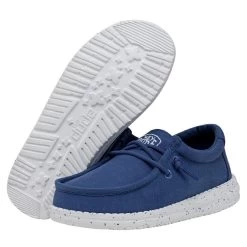 Wally Youth Slub Canvas - True Blue -Online Shoe Store 40044 428 WALLYYOUTHSLUBCANVAS TRUEBLUE PAIRBOTTOM