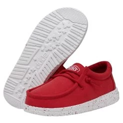Wally Youth Slub Canvas - Red -Online Shoe Store 40044 610 WALLYYOUTHSLUBCANVAS RED PAIRBOTTOM