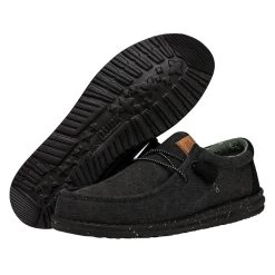 Wally Washed Canvas - Black/Black 10 Wally Washed Canvas - Black/Black -Online Shoe Store FW23 M 40296 060 WALLY WASHED CANVAS BLACK BLACK LEFT PAIROUTSOLE